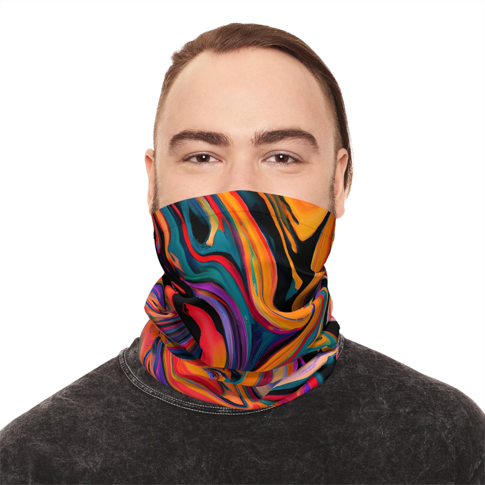 Gaiters - Vibrant Pastel Swirl Midweight Neck Gaiter - Acid Daddy