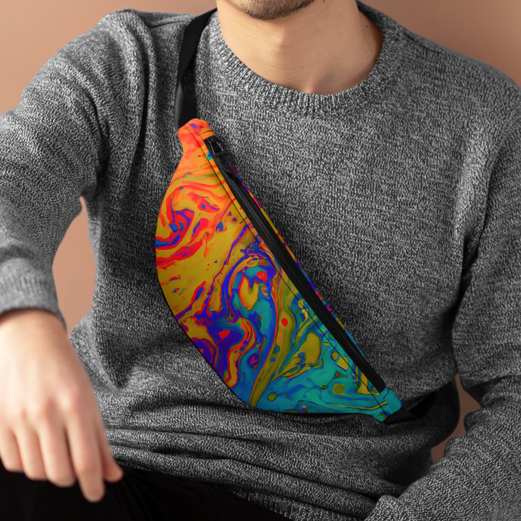 Fanny Packs - Vibrant Psychedelic Festival Trippy Fanny Pack (Medium) - Acid Daddy