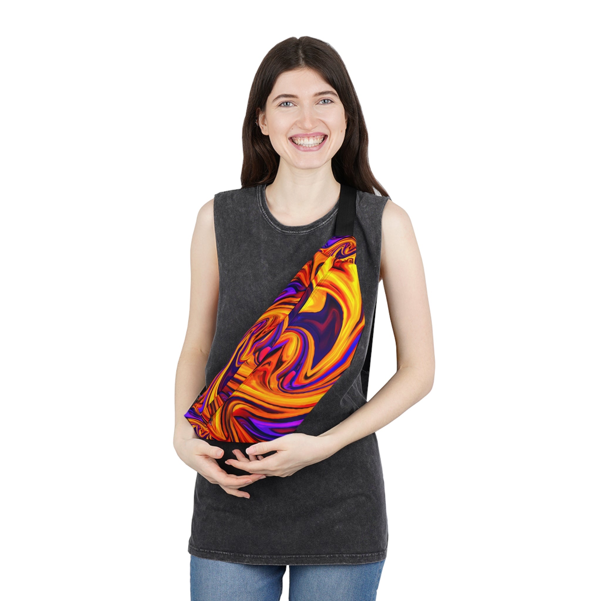 Fanny Packs - Vibrant Psychedelic Flame Trippy Fanny Pack (Large) - Acid Daddy