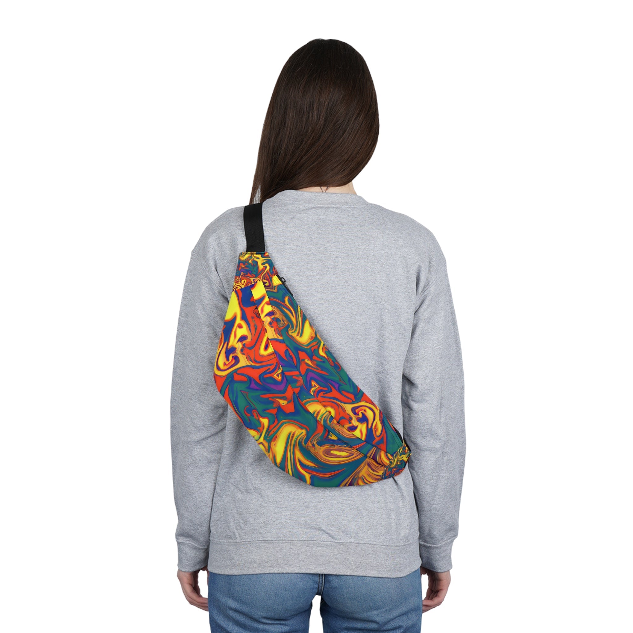 Fanny Packs - Vibrant Synesthetic Flame Trippy Fanny Pack (Large) - Acid Daddy