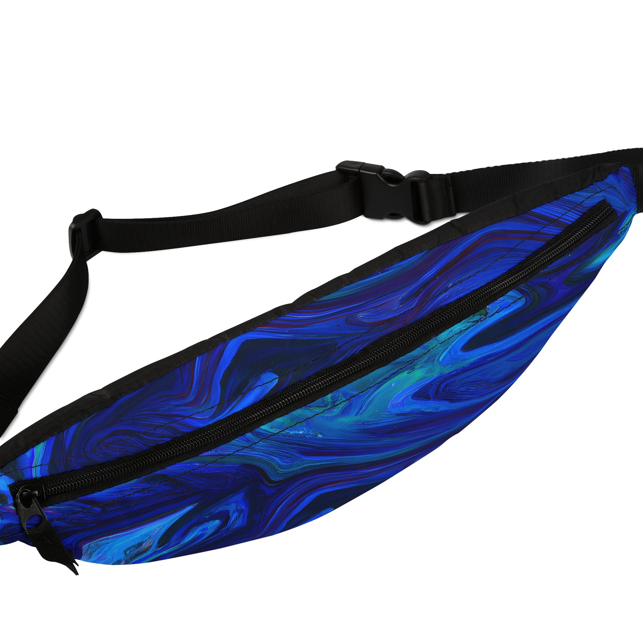 Fanny Packs - Vibrant Visceral Blue Rave Festival Fanny Pack (Medium) - Acid Daddy