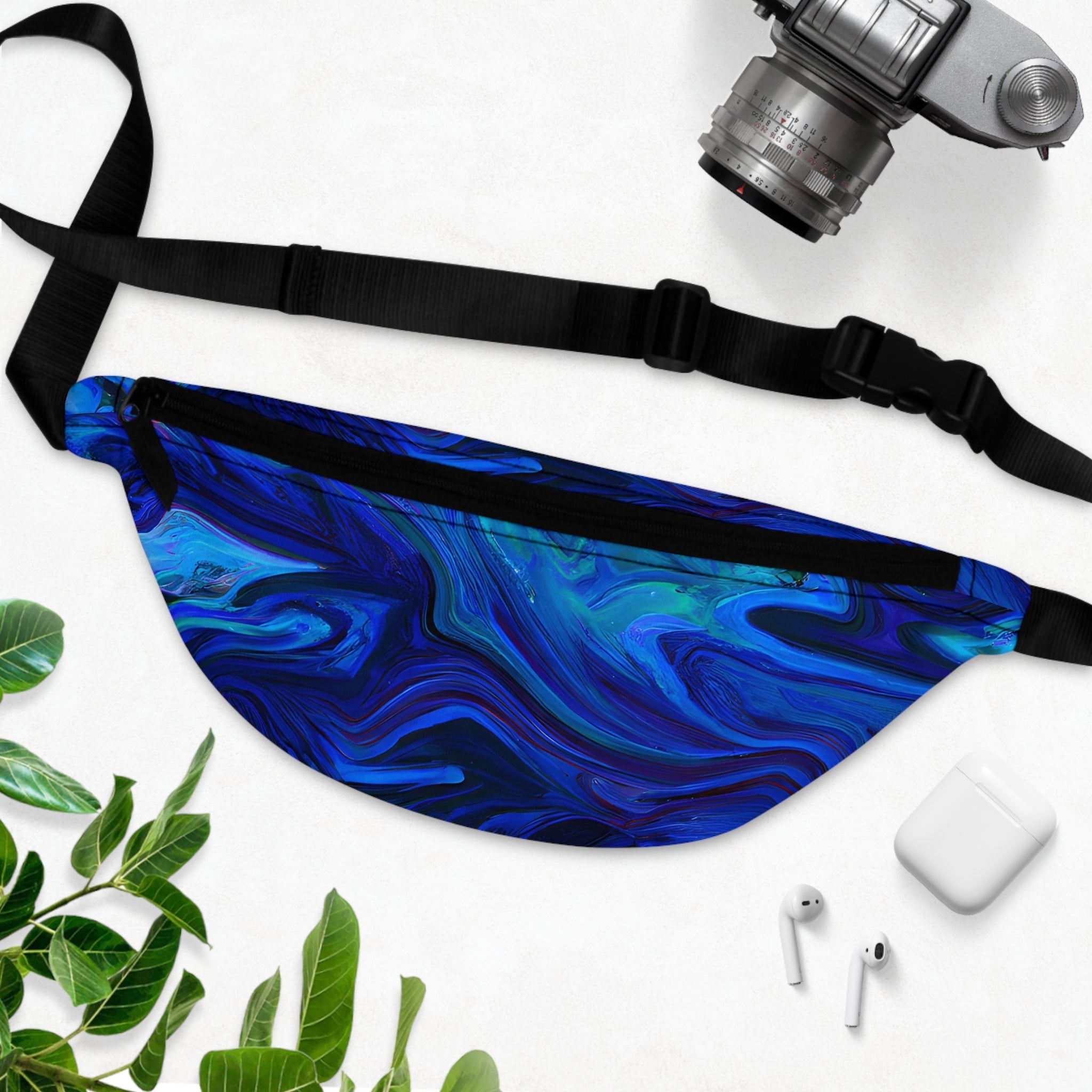 Fanny Packs - Vibrant Visceral Blue Rave Festival Fanny Pack (Medium) - Acid Daddy