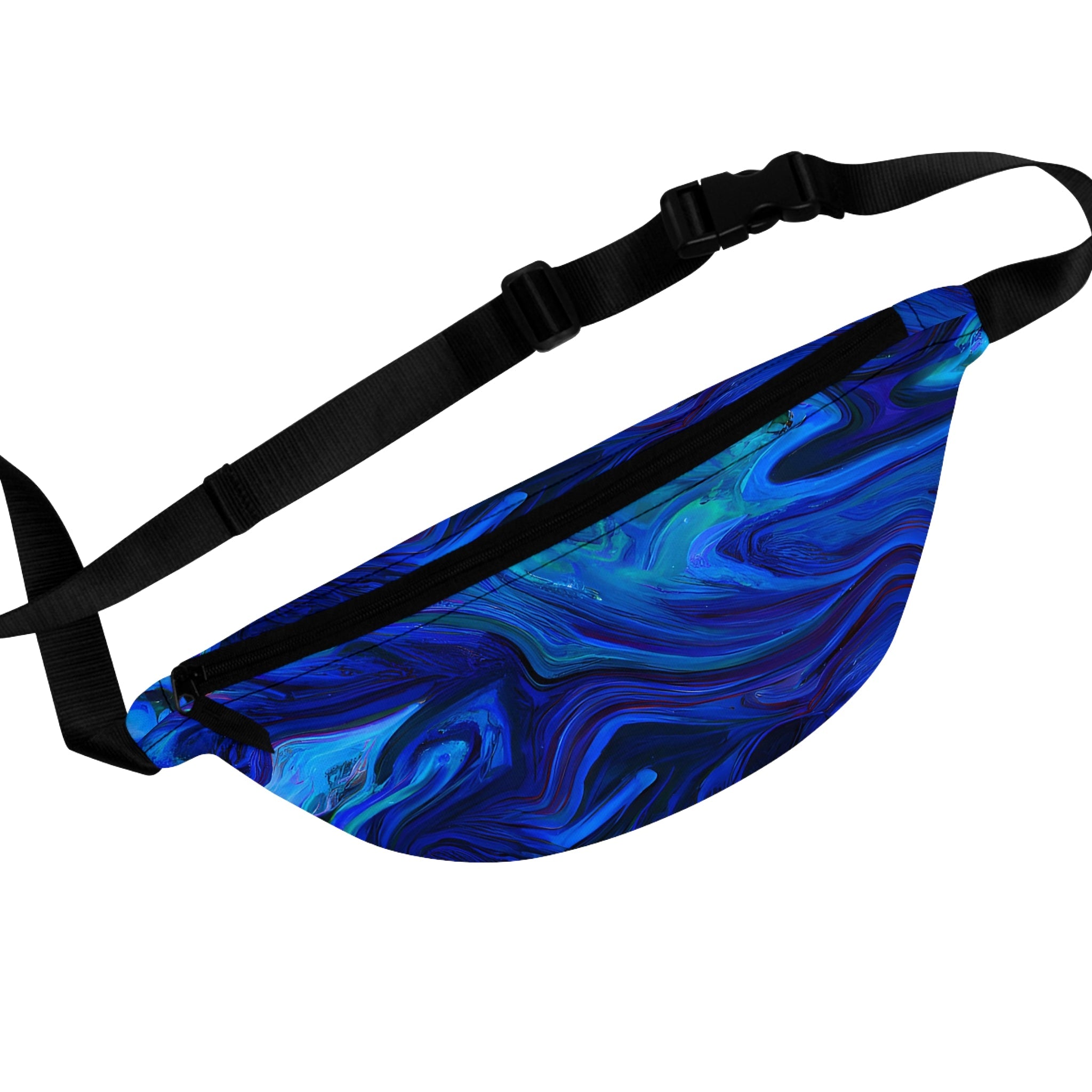 Fanny Packs - Vibrant Visceral Blue Rave Festival Fanny Pack (Medium) - Acid Daddy