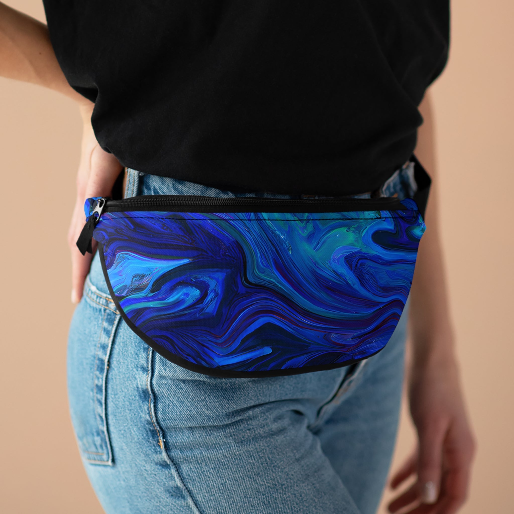 Fanny Packs - Vibrant Visceral Blue Rave Festival Fanny Pack (Medium) - Acid Daddy