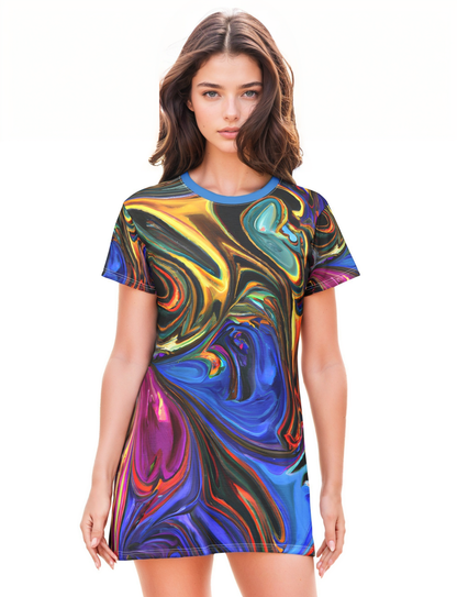 Festival Dresses - Painted Serenity T - Shirt Dress - Acid Daddy