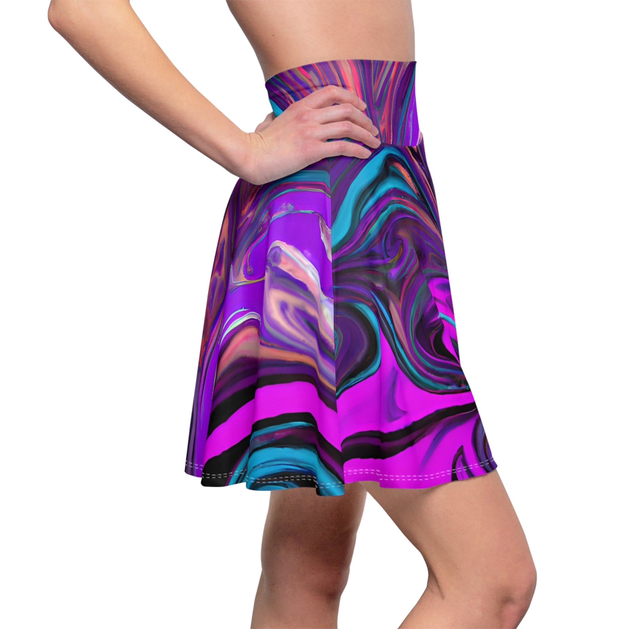 All Over Prints - Women's Enthralling Pink Skater Skirt - Acid Daddy