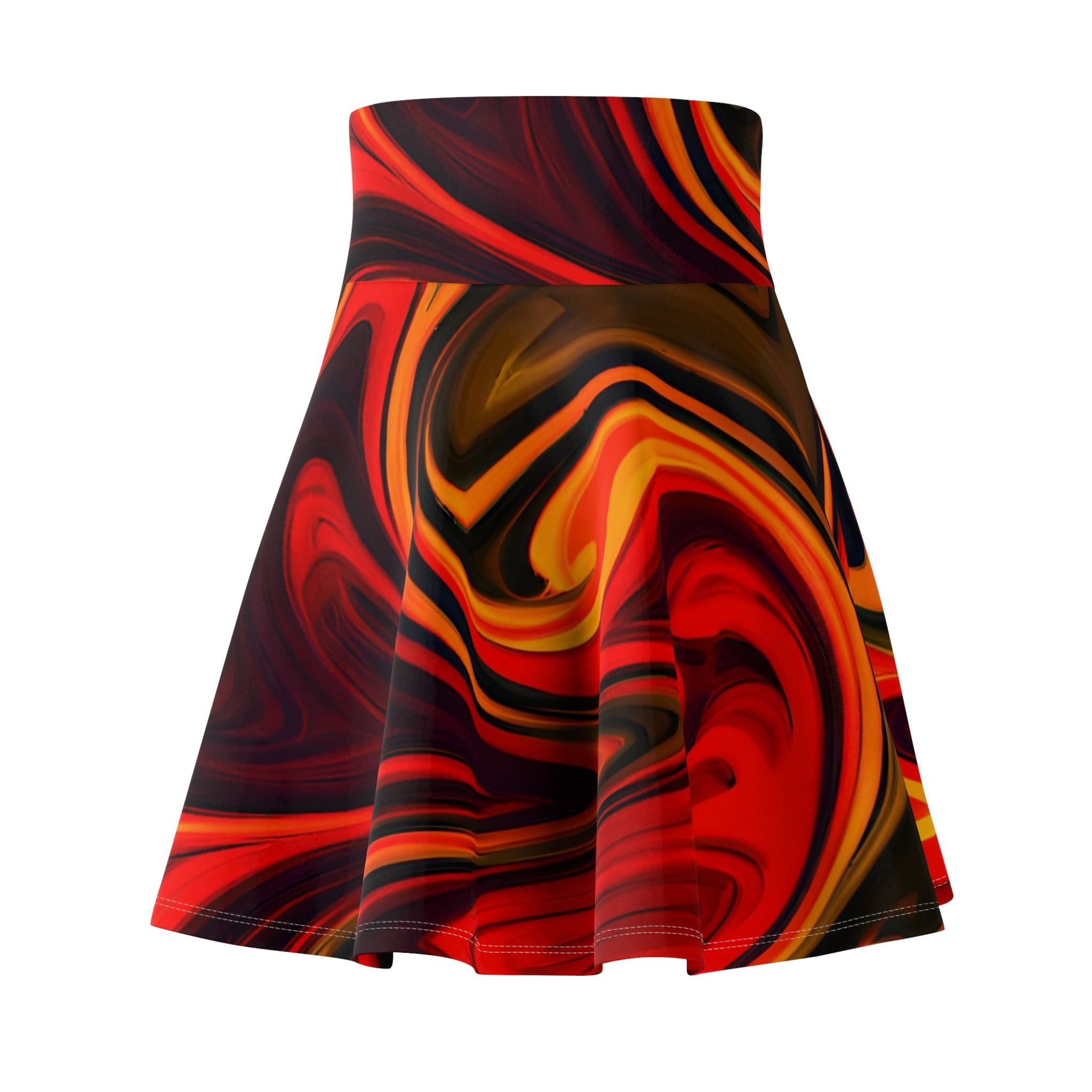 All Over Prints - Women's Fiery Flame Pattern Skater Skirt - Acid Daddy