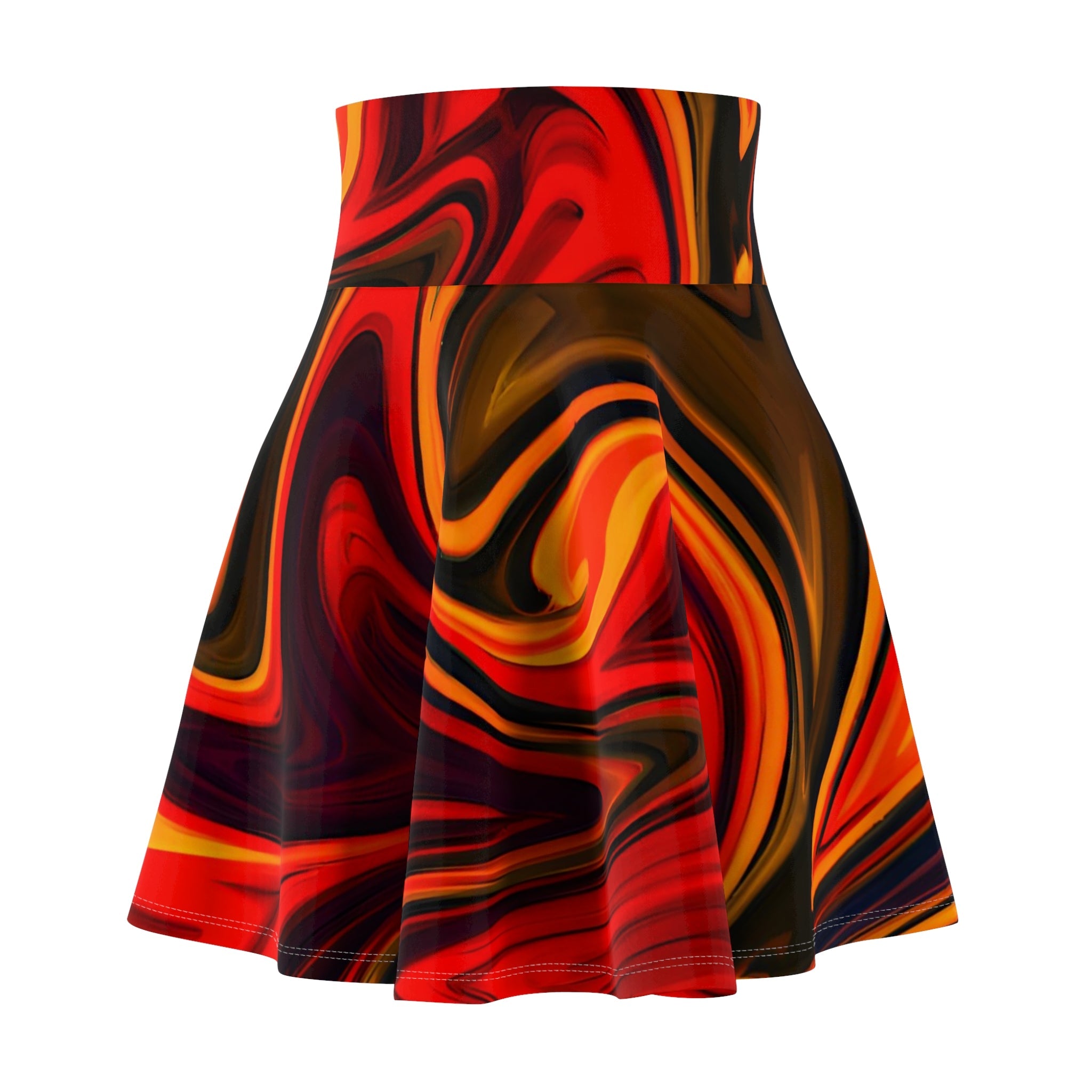 All Over Prints - Women's Fiery Flame Pattern Skater Skirt - Acid Daddy