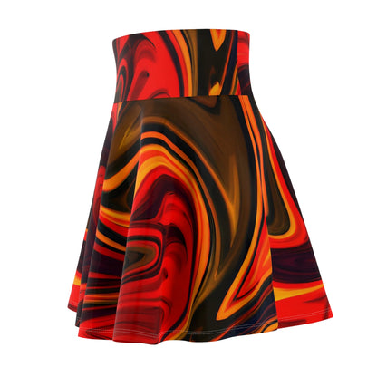 All Over Prints - Women's Fiery Flame Pattern Skater Skirt - Acid Daddy