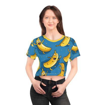 Crop Top Tees - Women's Happy Banana Fun Crop Top Tee - Acid Daddy