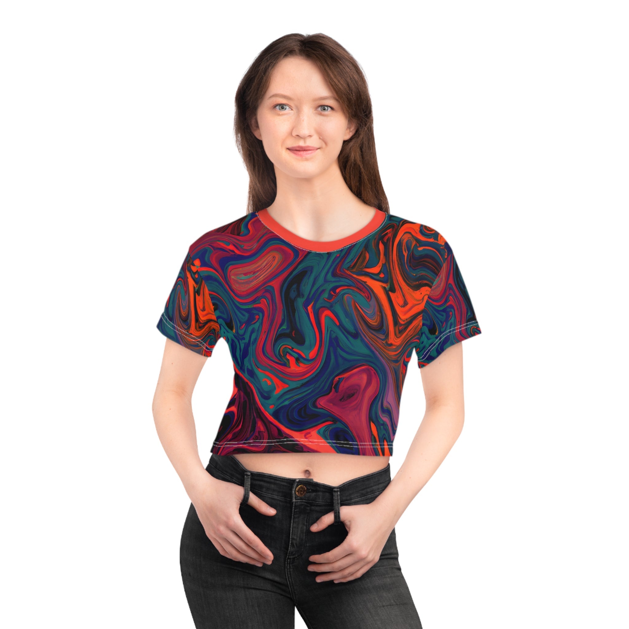 All Over Prints - Women's Painted Trip Crop Top Tee - Acid Daddy