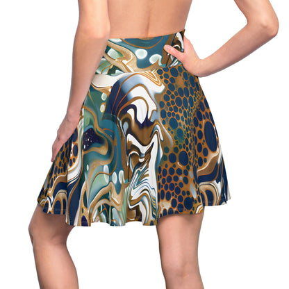 All Over Prints - Women's Psychedelic Sapphire Skater Skirt - Acid Daddy