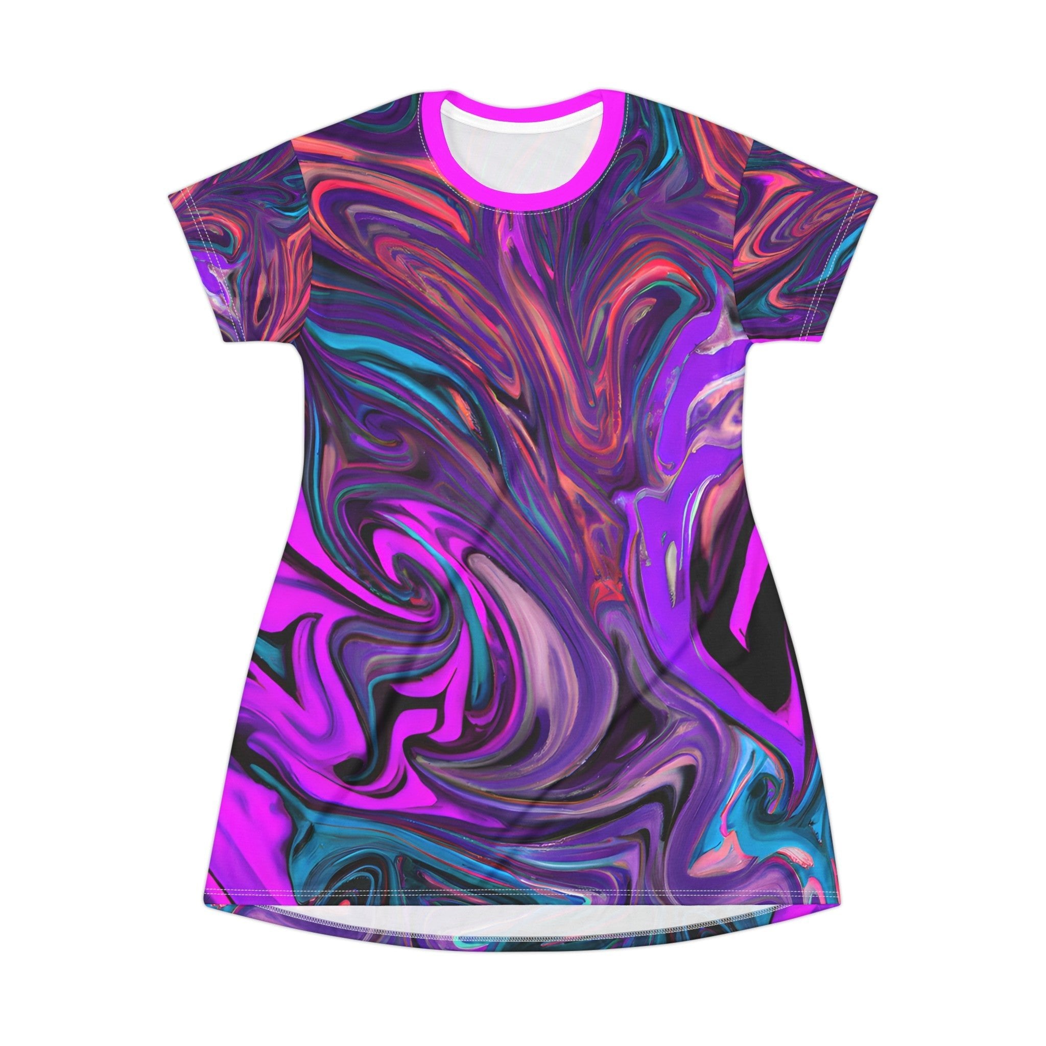 Festival Dresses - Purple Pink Radiance T - Shirt Dress - Acid Daddy