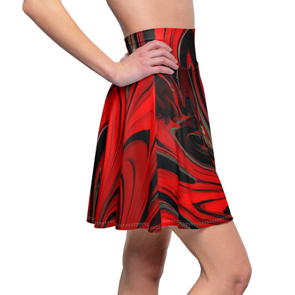 All Over Prints - Women's Raging Red Swirl Skater Skirt - Acid Daddy