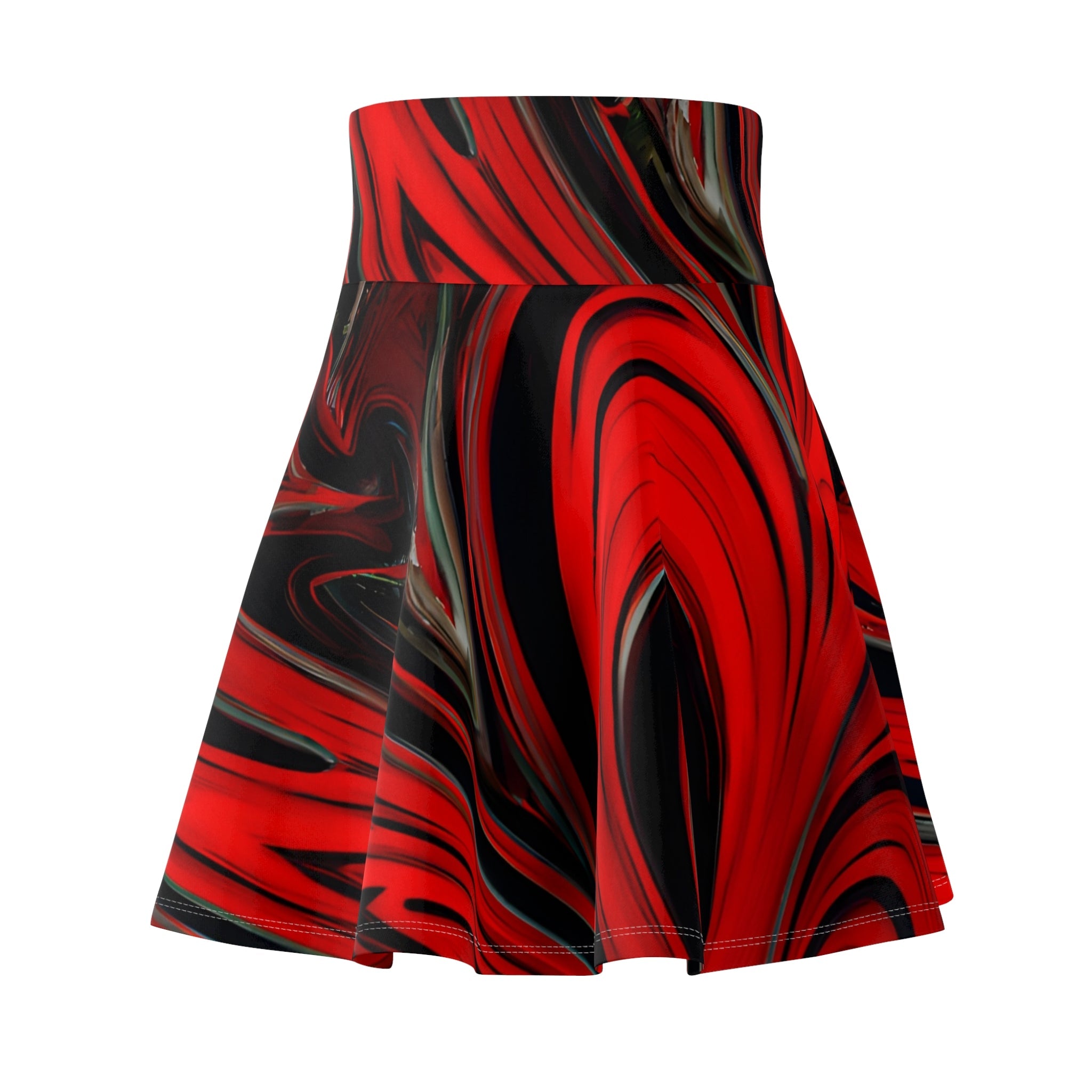 All Over Prints - Women's Raging Red Swirl Skater Skirt - Acid Daddy