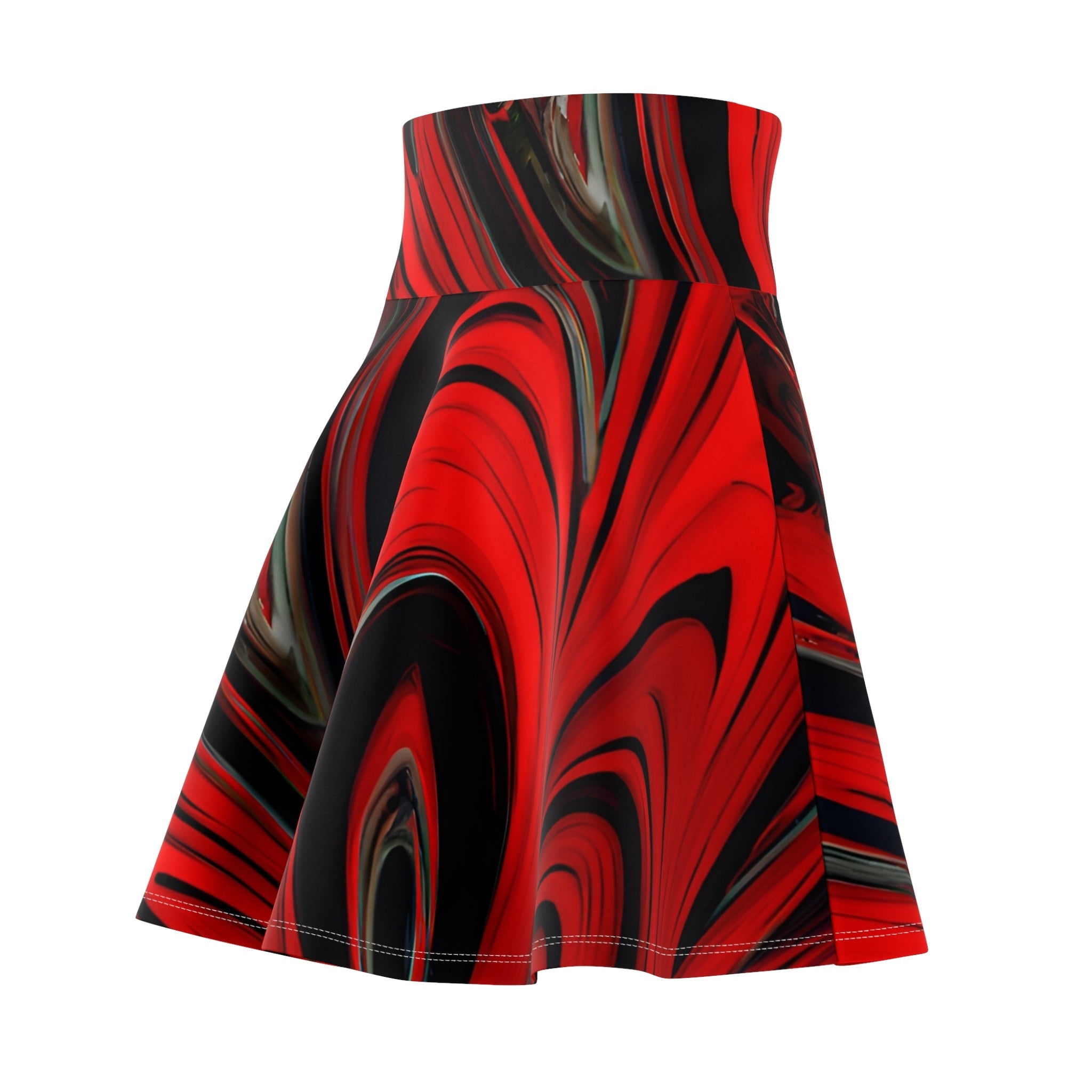 All Over Prints - Women's Raging Red Swirl Skater Skirt - Acid Daddy