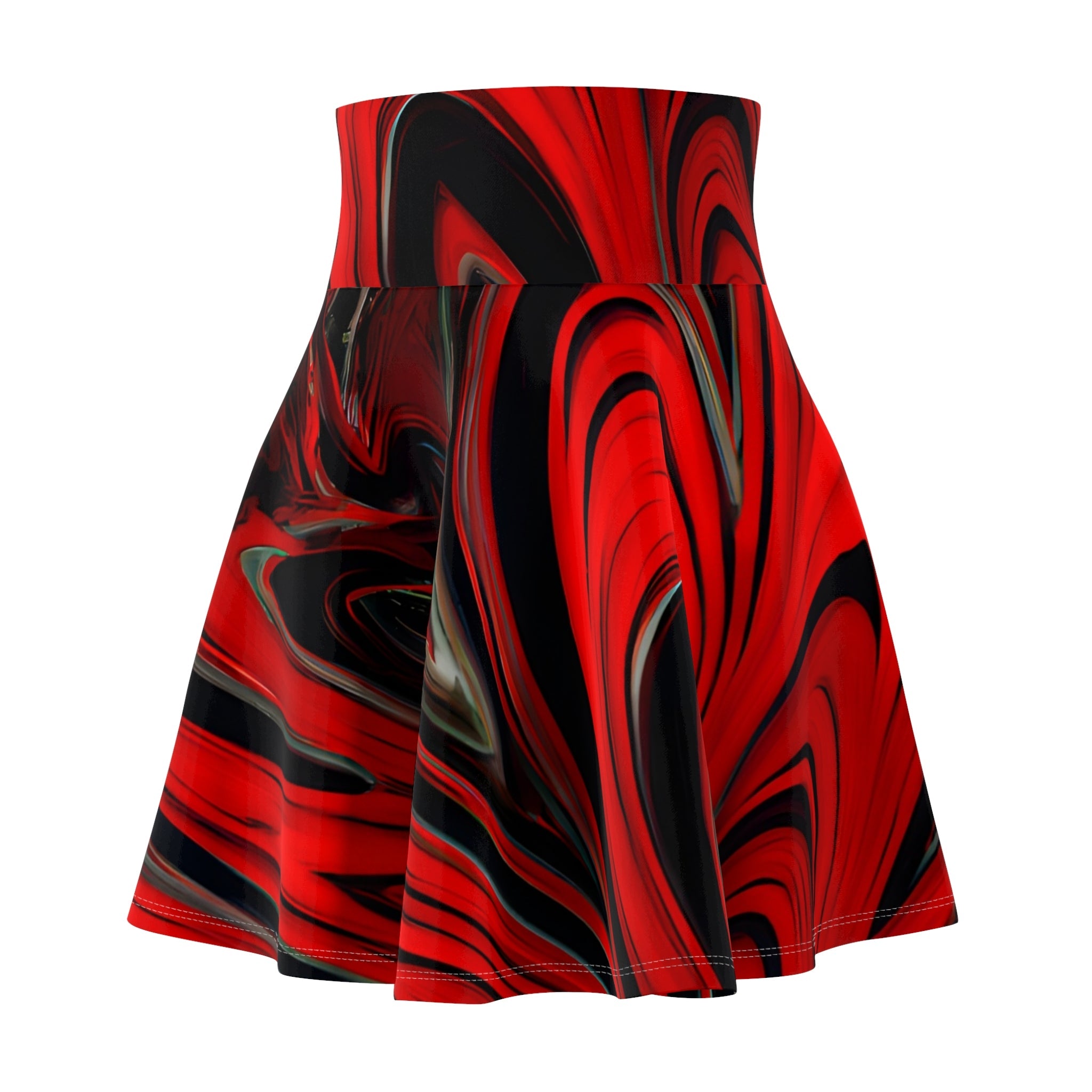 All Over Prints - Women's Raging Red Swirl Skater Skirt - Acid Daddy