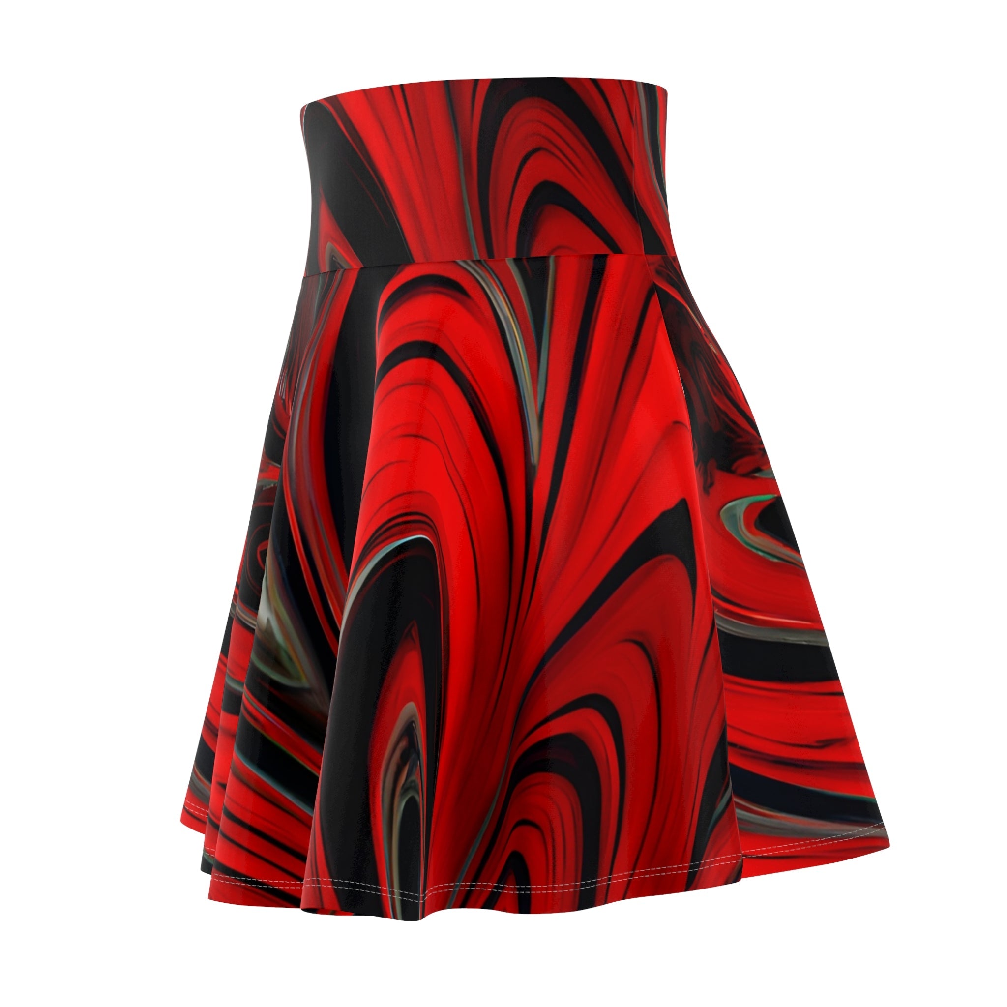 All Over Prints - Women's Raging Red Swirl Skater Skirt - Acid Daddy