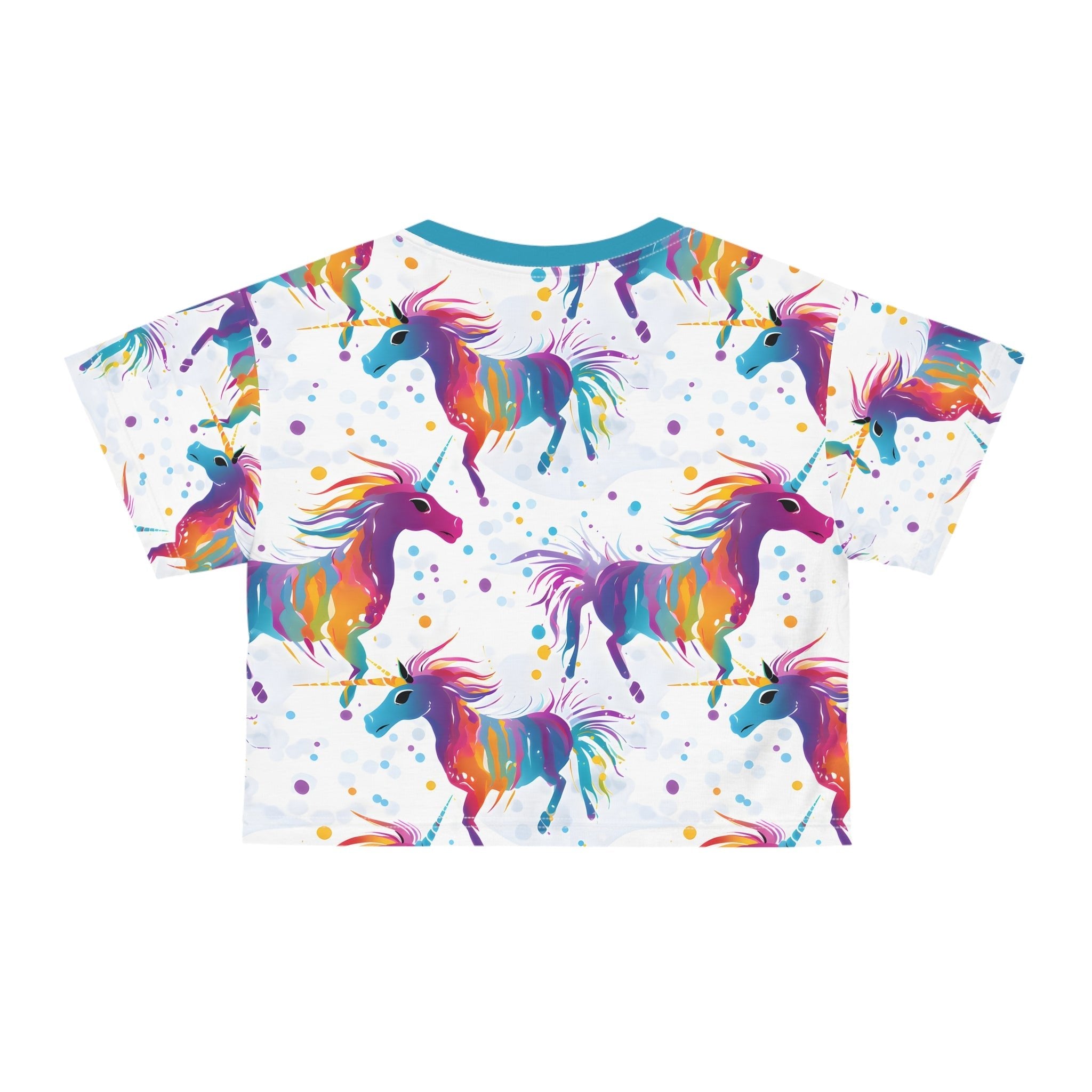 Crop Top Tees - Women's Rainbow Unicorn Princess Crop Top Tee - Acid Daddy