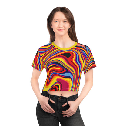 Crop Top Tees - Women's Retro Swirl Chic Crop Top Tee - Acid Daddy