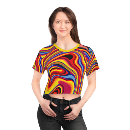 Crop Top Tees - Women's Retro Swirl Chic Crop Top Tee - Acid Daddy