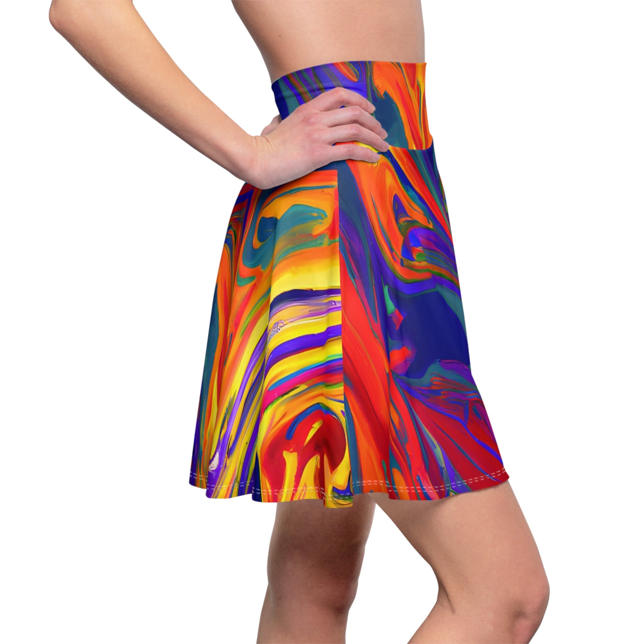 Skater Skirt - Women's Trippy Fire Skater Skirt - Acid Daddy