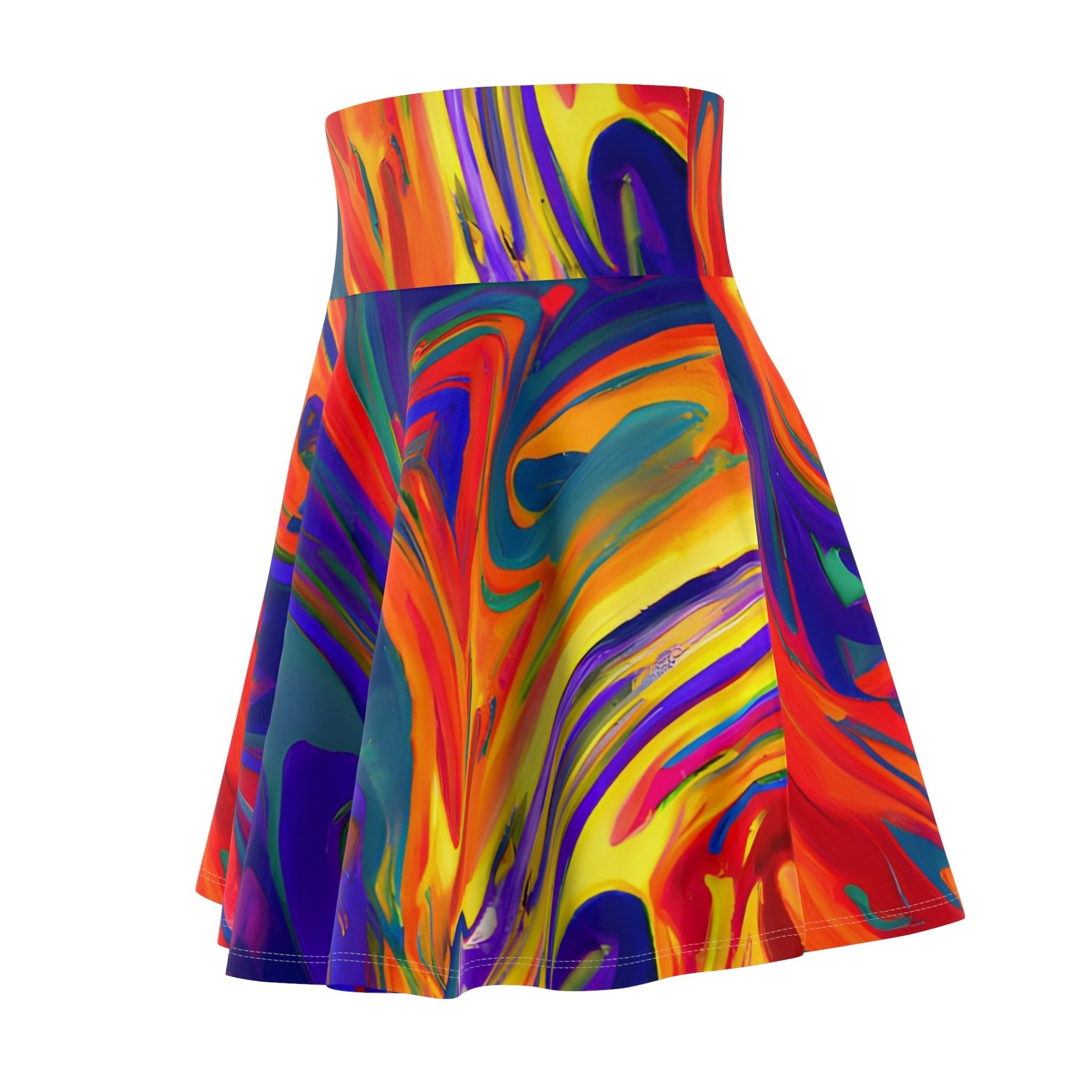 Skater Skirt - Women's Trippy Fire Skater Skirt - Acid Daddy