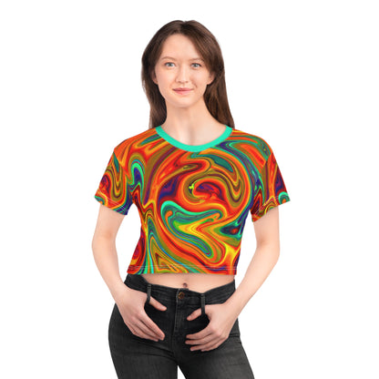 Crop Top Tees - Women's Trippy Orange Bliss Crop Top Tee - Acid Daddy