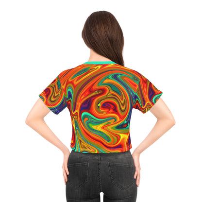 Crop Top Tees - Women's Trippy Orange Bliss Crop Top Tee - Acid Daddy