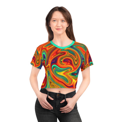 Crop Top Tees - Women's Trippy Orange Bliss Crop Top Tee - Acid Daddy