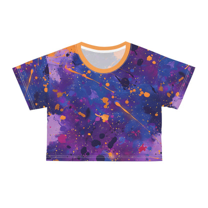 All Over Prints - Women's Violet Blue Gold Splash Crop Top Tee - Acid Daddy