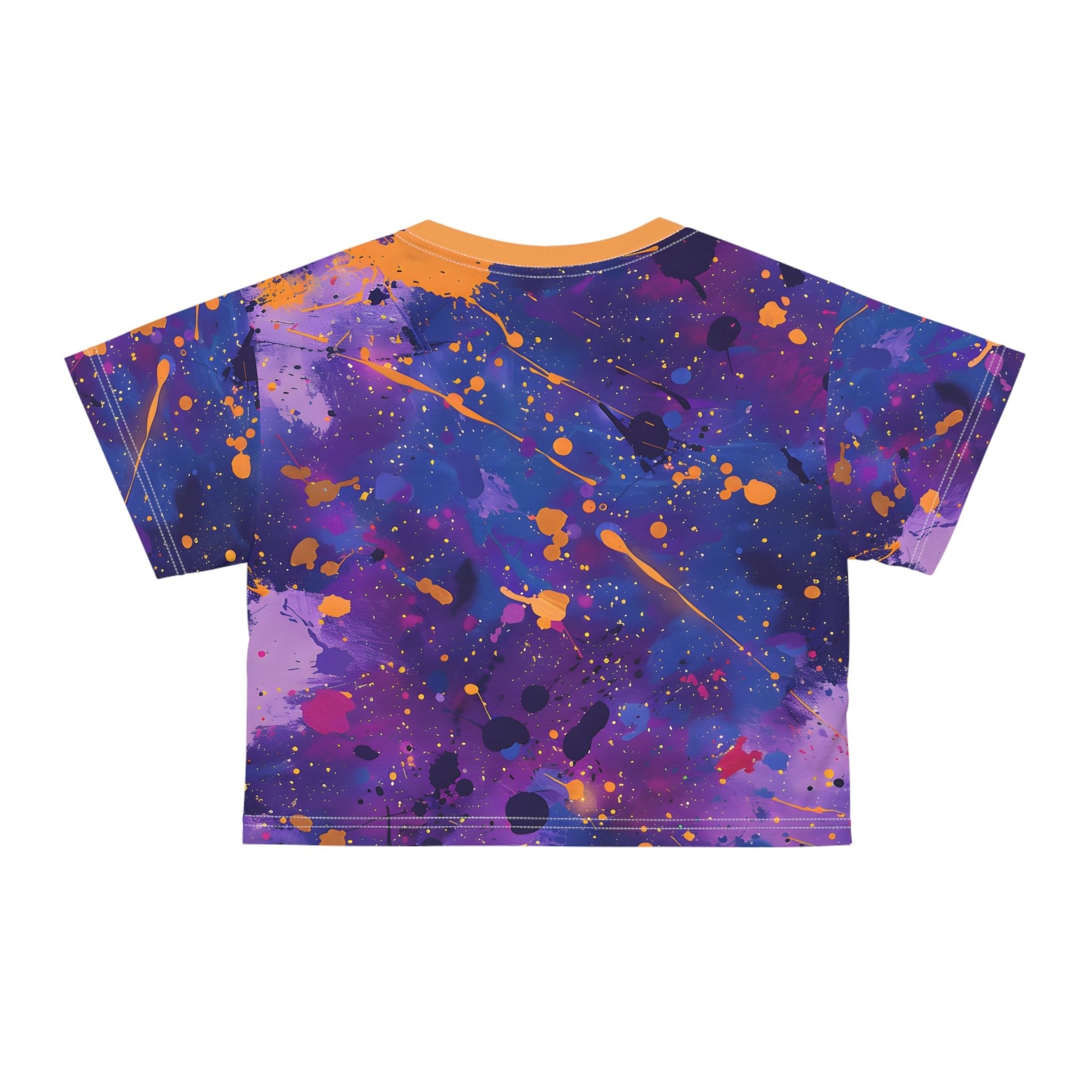 All Over Prints - Women's Violet Blue Gold Splash Crop Top Tee - Acid Daddy