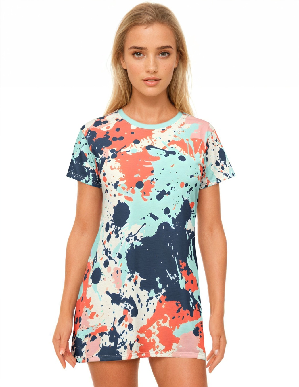 T - Shirt Dresses - Minty Green Splash T - Shirt Dress - Acid Daddy