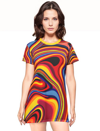 Festival Dresses - Retro Swirl T - Shirt Dress - Acid Daddy