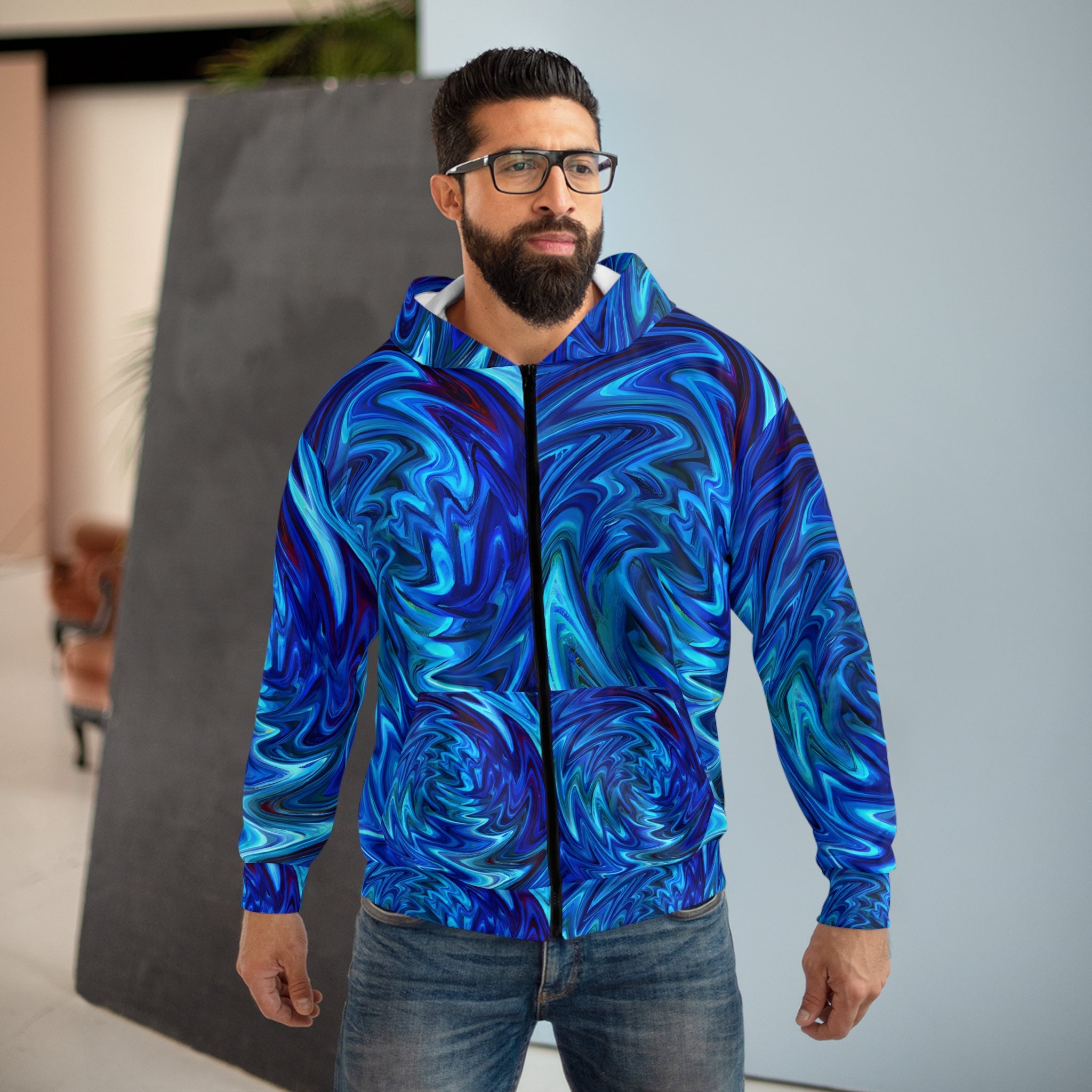 Zippered Hoodies - Vortex Blue Unisex Zippered Hoodie - Acid Daddy