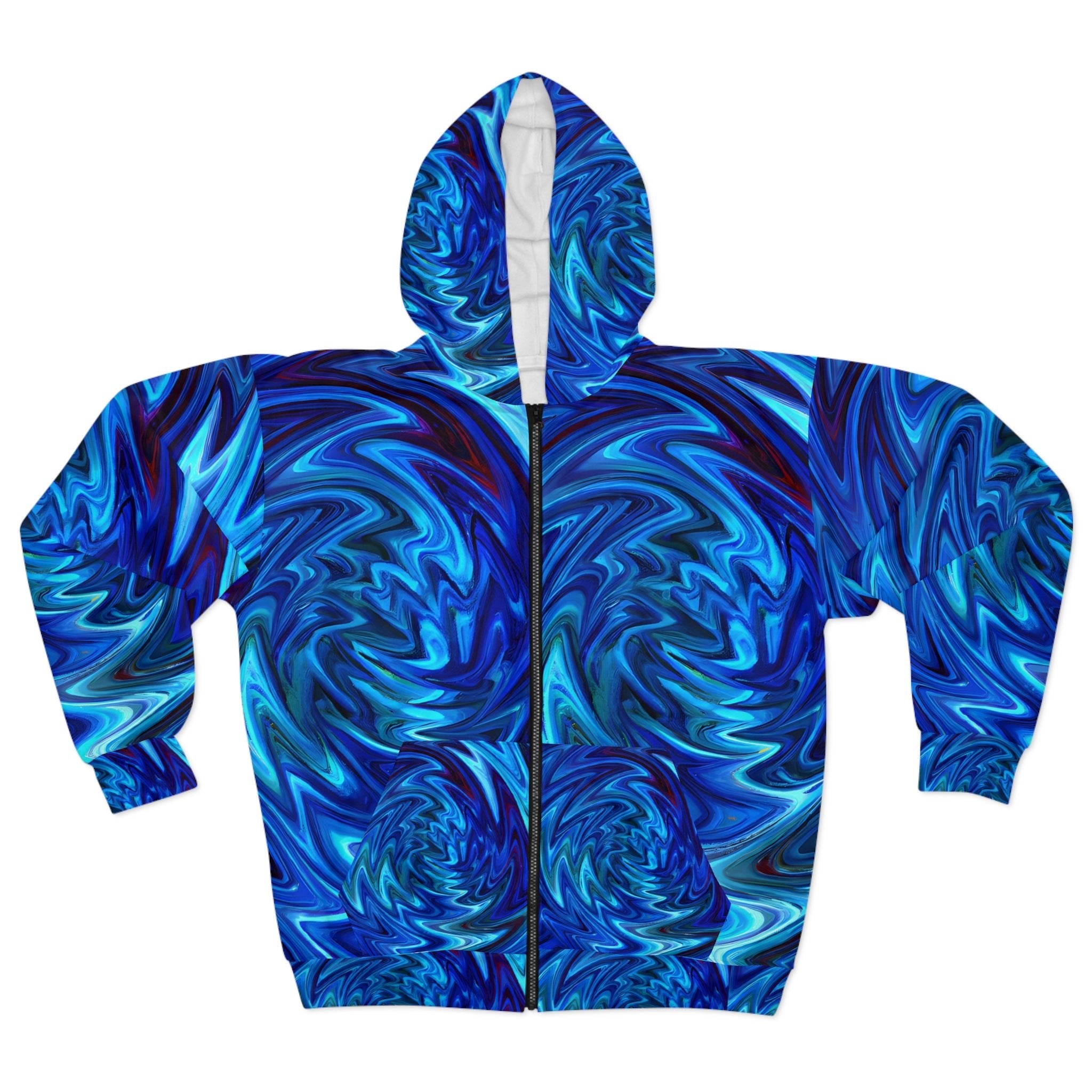 Zippered Hoodies - Vortex Blue Unisex Zippered Hoodie - Acid Daddy