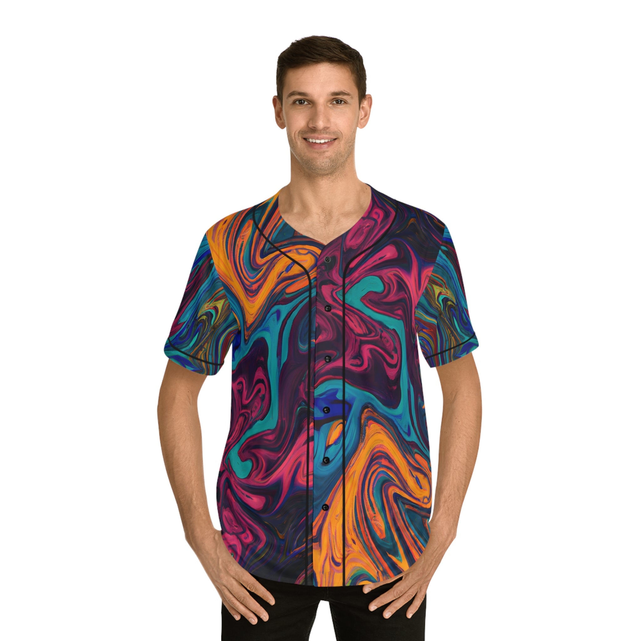 Hawaiian Shirts - Men's Distorted Baseball Jersey - Acid Daddy