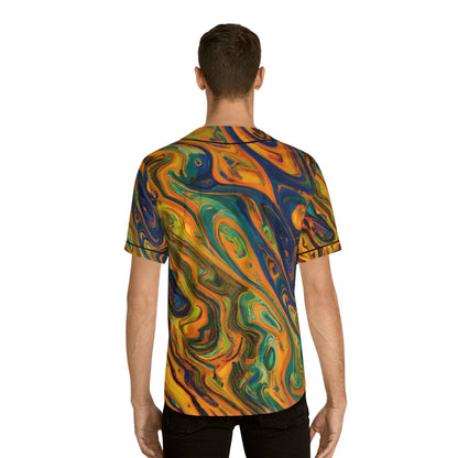 All Over Prints - Men's Golden Swirls Baseball Jersey - Acid Daddy