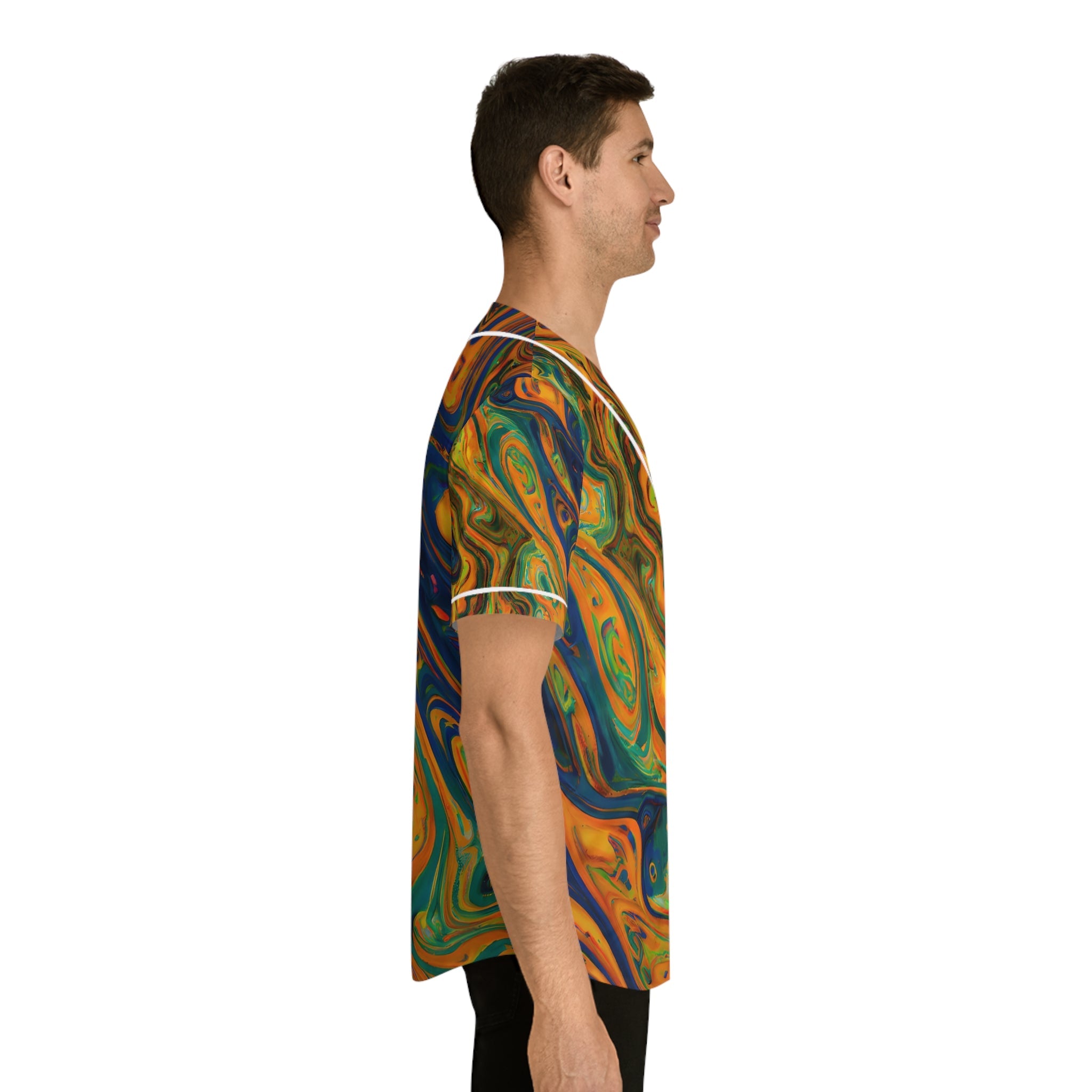 All Over Prints - Men's Golden Swirls Baseball Jersey - Acid Daddy