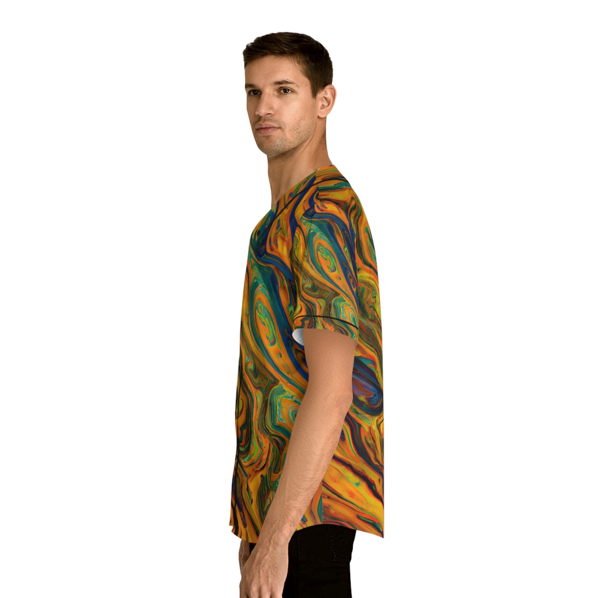 All Over Prints - Men's Golden Swirls Baseball Jersey - Acid Daddy