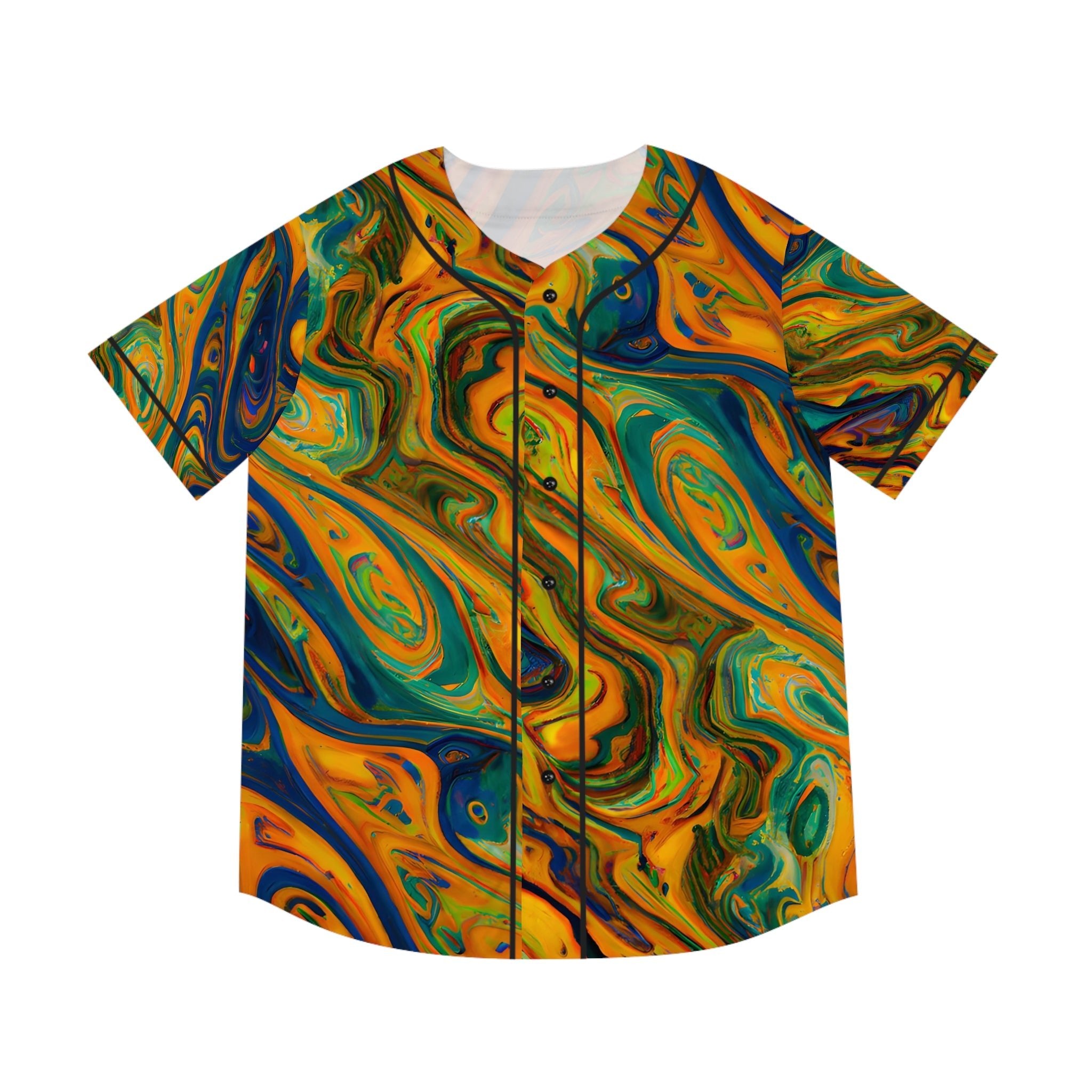 All Over Prints - Men's Golden Swirls Baseball Jersey - Acid Daddy