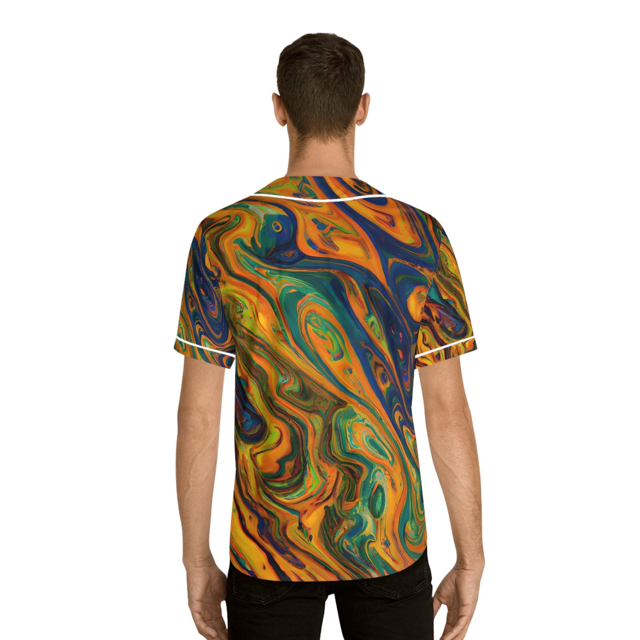 All Over Prints - Men's Golden Swirls Baseball Jersey - Acid Daddy