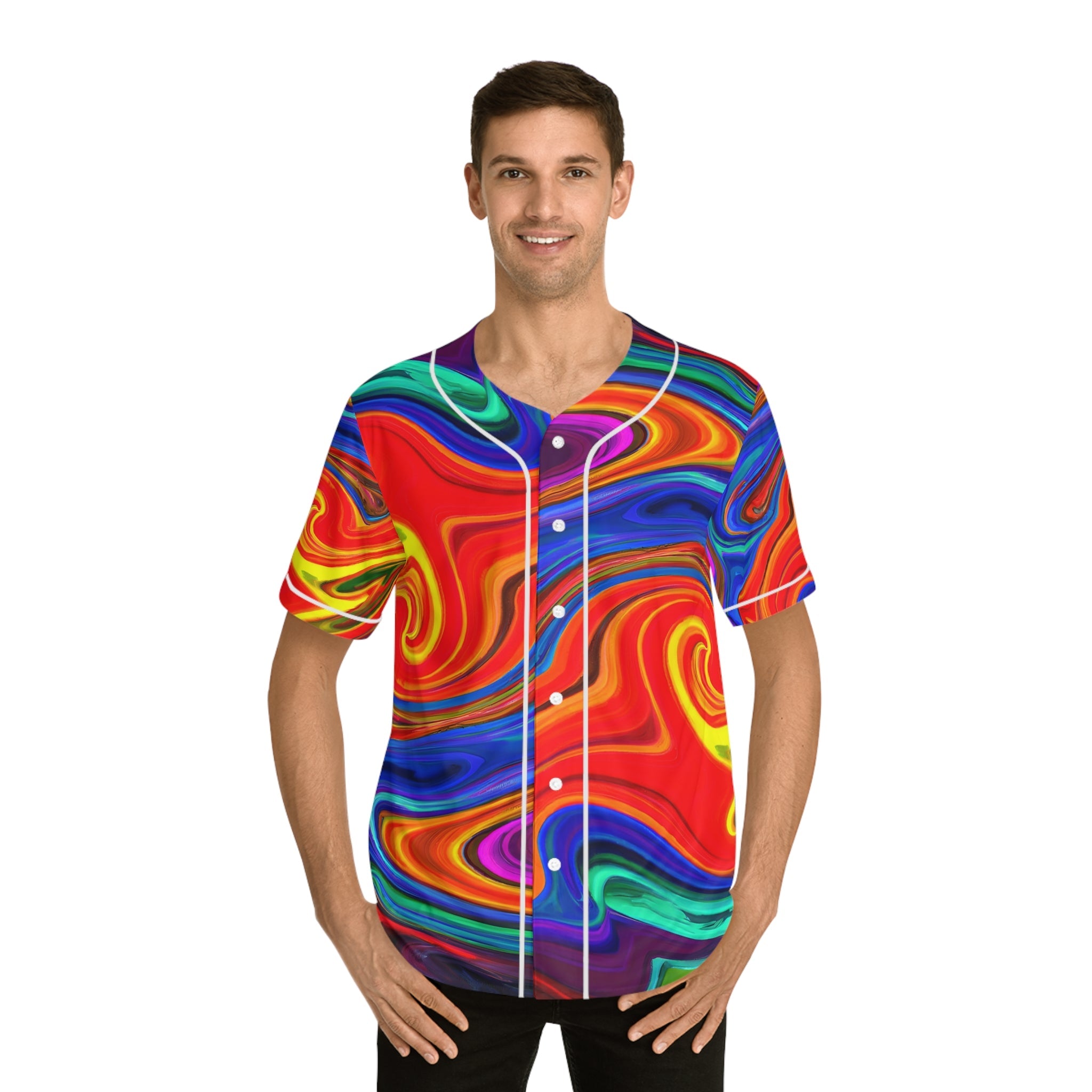 Hawaiian Shirts - Men's Swirling Baseball Jersey - Acid Daddy