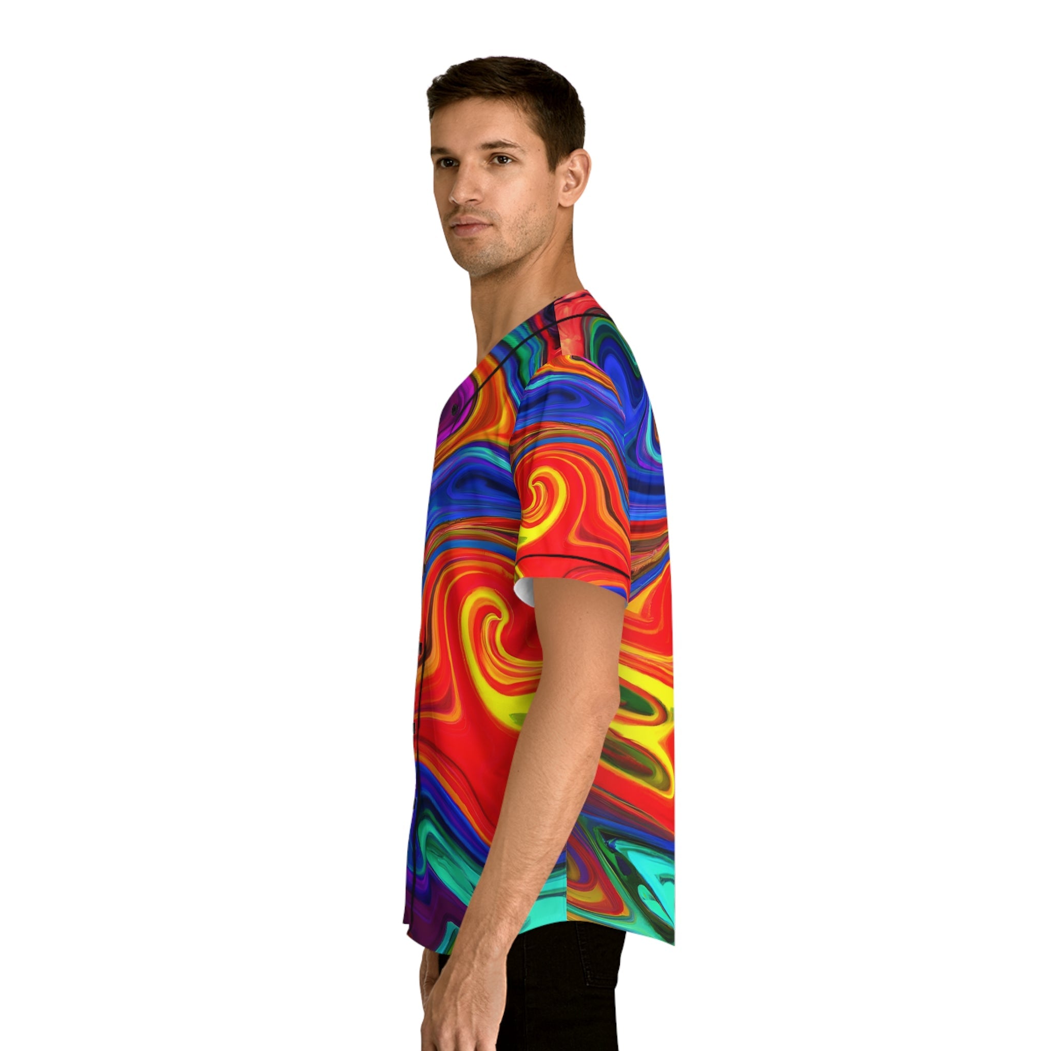 Hawaiian Shirts - Men's Swirling Baseball Jersey - Acid Daddy