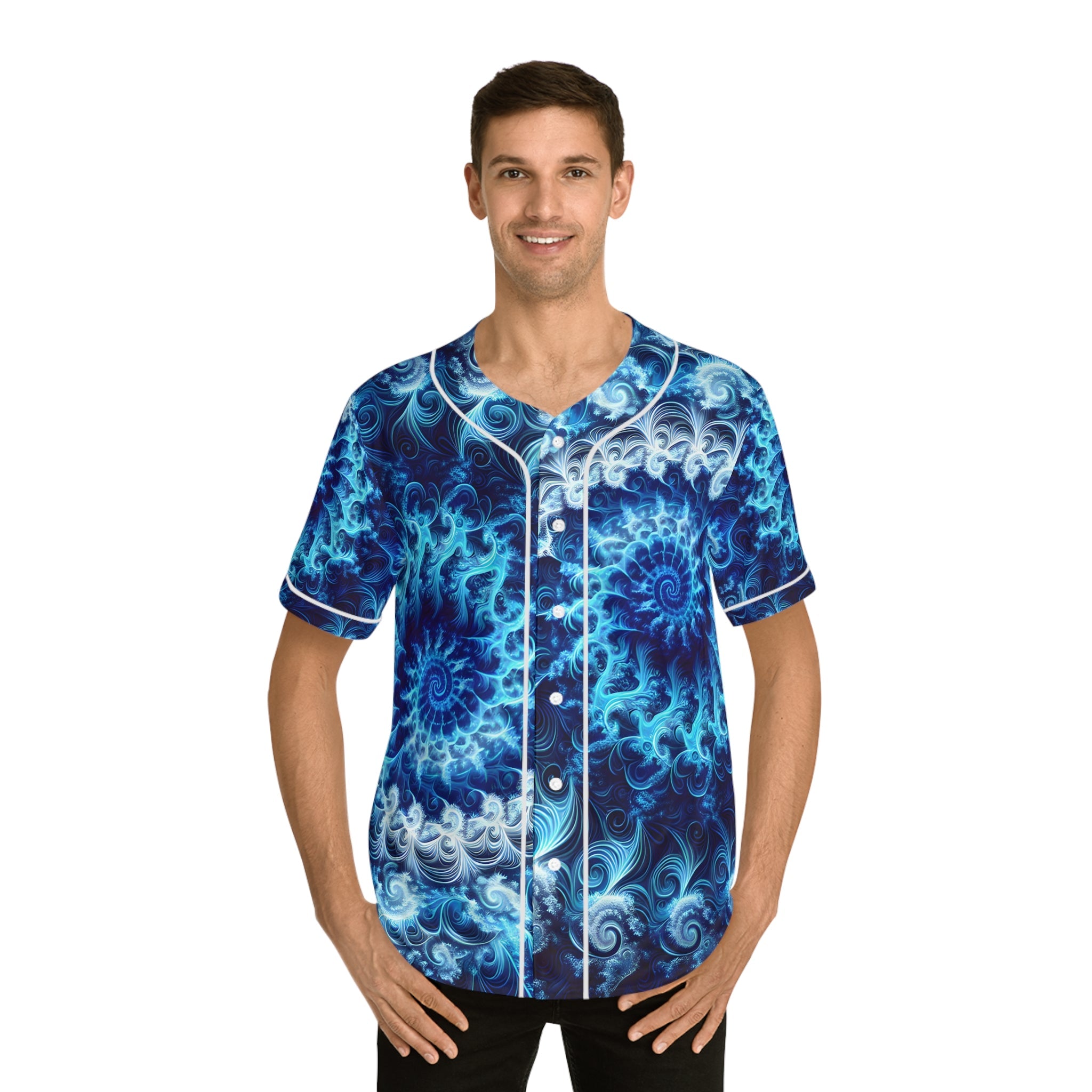 Hawaiian Shirts - Men's Transcendent Blue Baseball Jersey - Acid Daddy