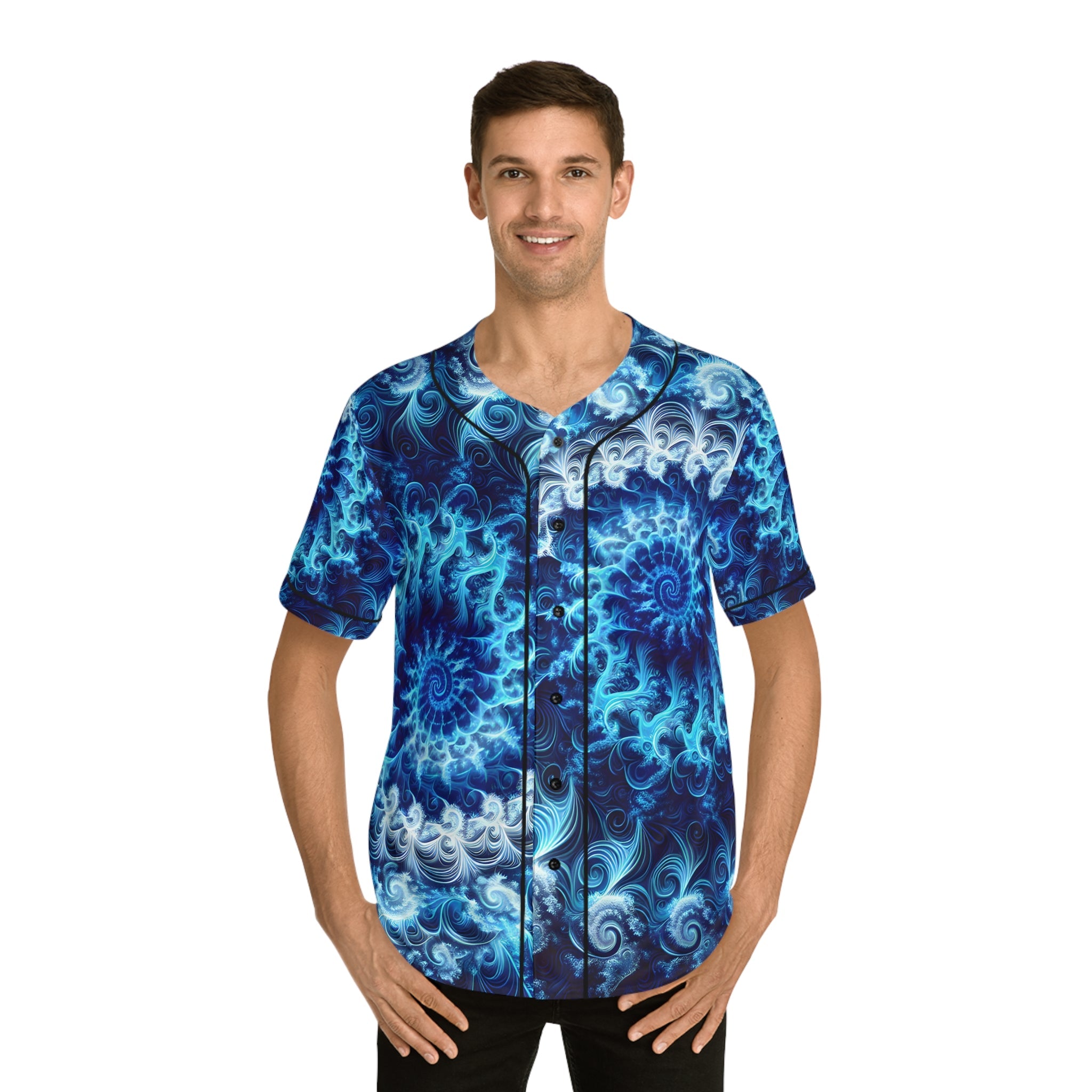 Hawaiian Shirts - Men's Transcendent Blue Baseball Jersey - Acid Daddy