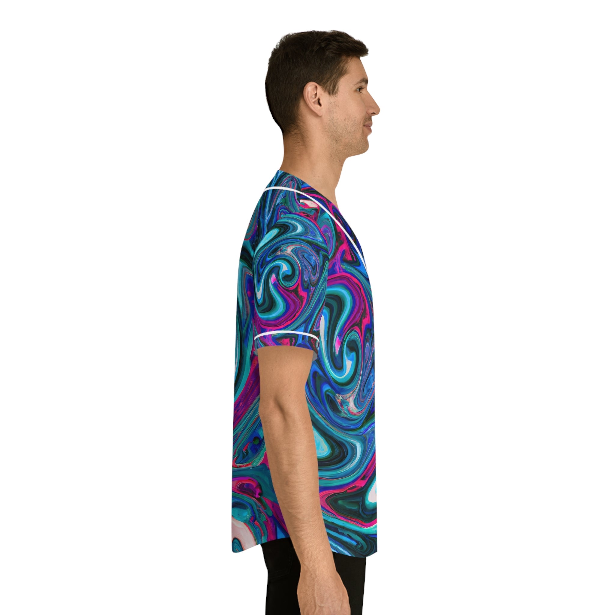 Hawaiian Shirts - Men's Trippy Swirls Baseball Jersey - Acid Daddy