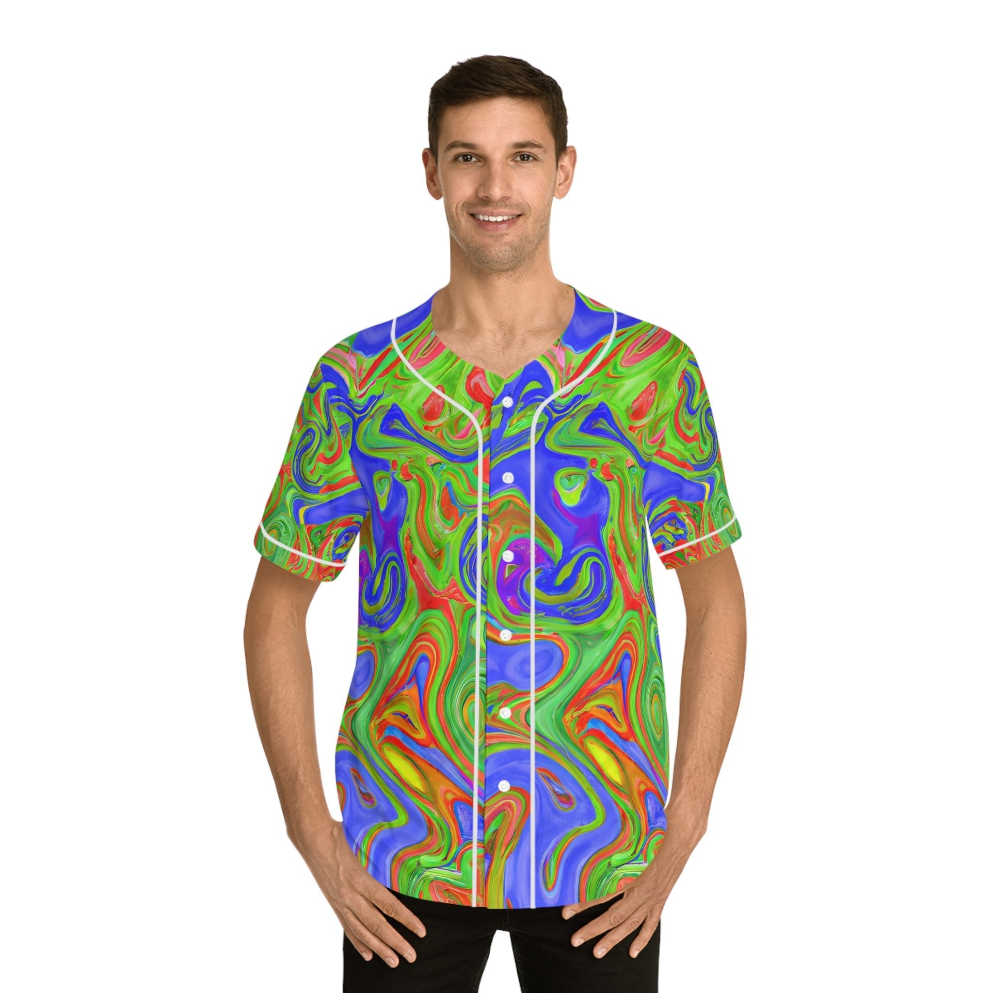 Hawaiian Shirts - Men's Wavy Baseball Jersey - Acid Daddy