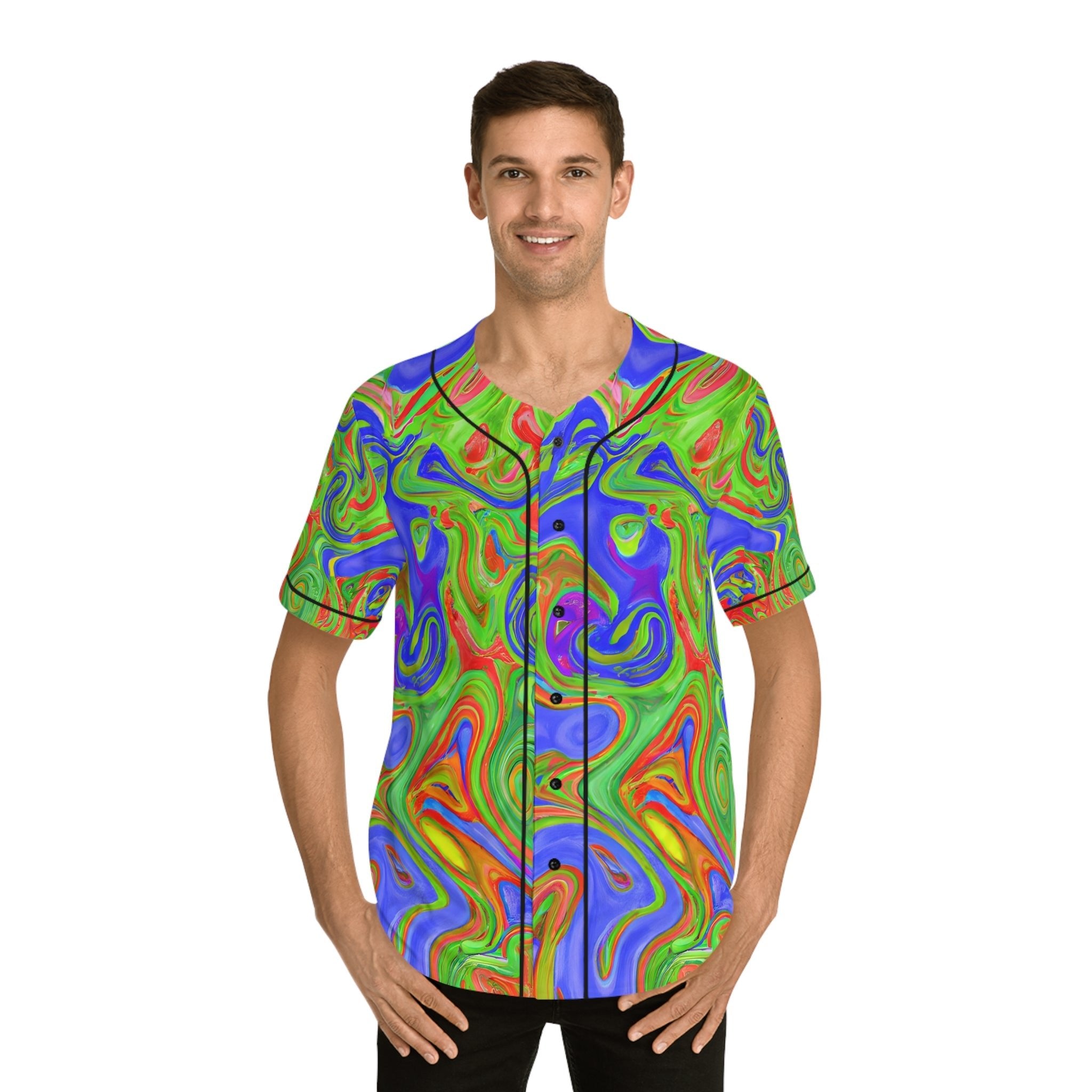 Hawaiian Shirts - Men's Wavy Baseball Jersey - Acid Daddy