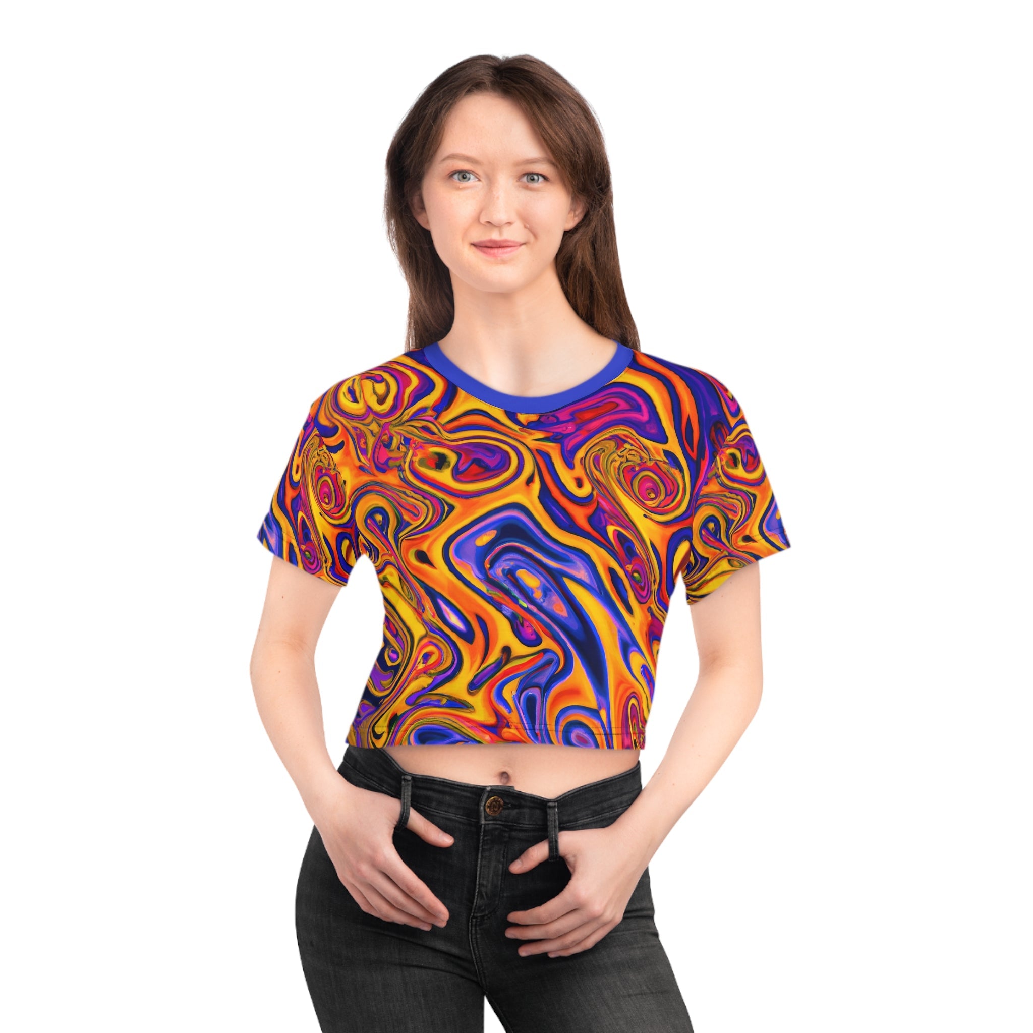 Crop Top Tees - Women's Illusionary Crop Top Tee - Acid Daddy